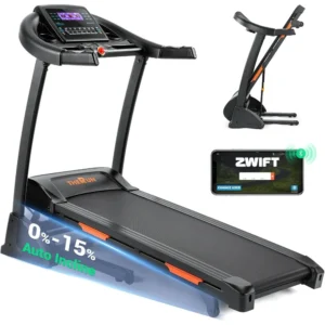 Incline Treadmill, Treadmill for Running and Walking, 300 lbs Weight Capacity Folding Treadmill with 0-15% Auto Incline