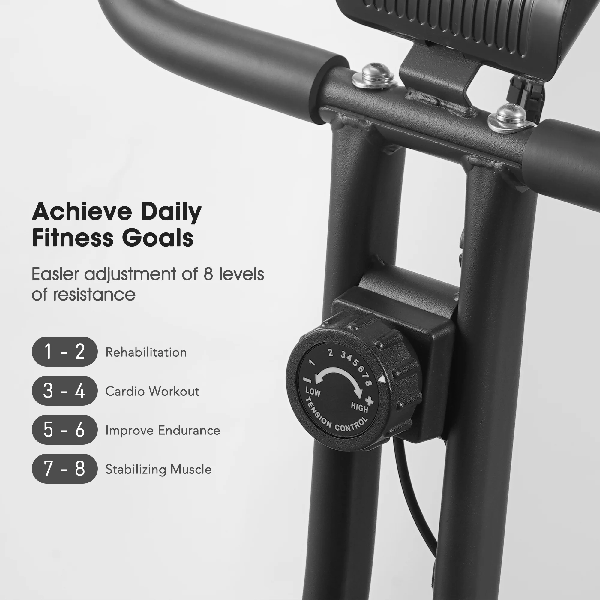 Exercise Bike Folding Stationary Bike Recumbent Exercise Bike Machine Home with LCD Monitor Phone Holder Portable - Image 3