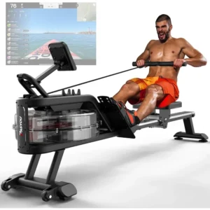 Water Rowing Machine Foldable Rowing Machine for Home Fitness Equipment LCD Monitor Ipad Holder for Cardio Training (Model:PW30)
