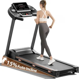 Treadmills for Home, Treadmill with 0-15% Auto Incline, 3HP Folding Treadmills for Running Walking with 300LBS Weight Capacity